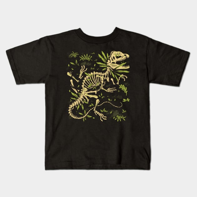 Dilophosaurus Fossils Kids T-Shirt by fitasartwork